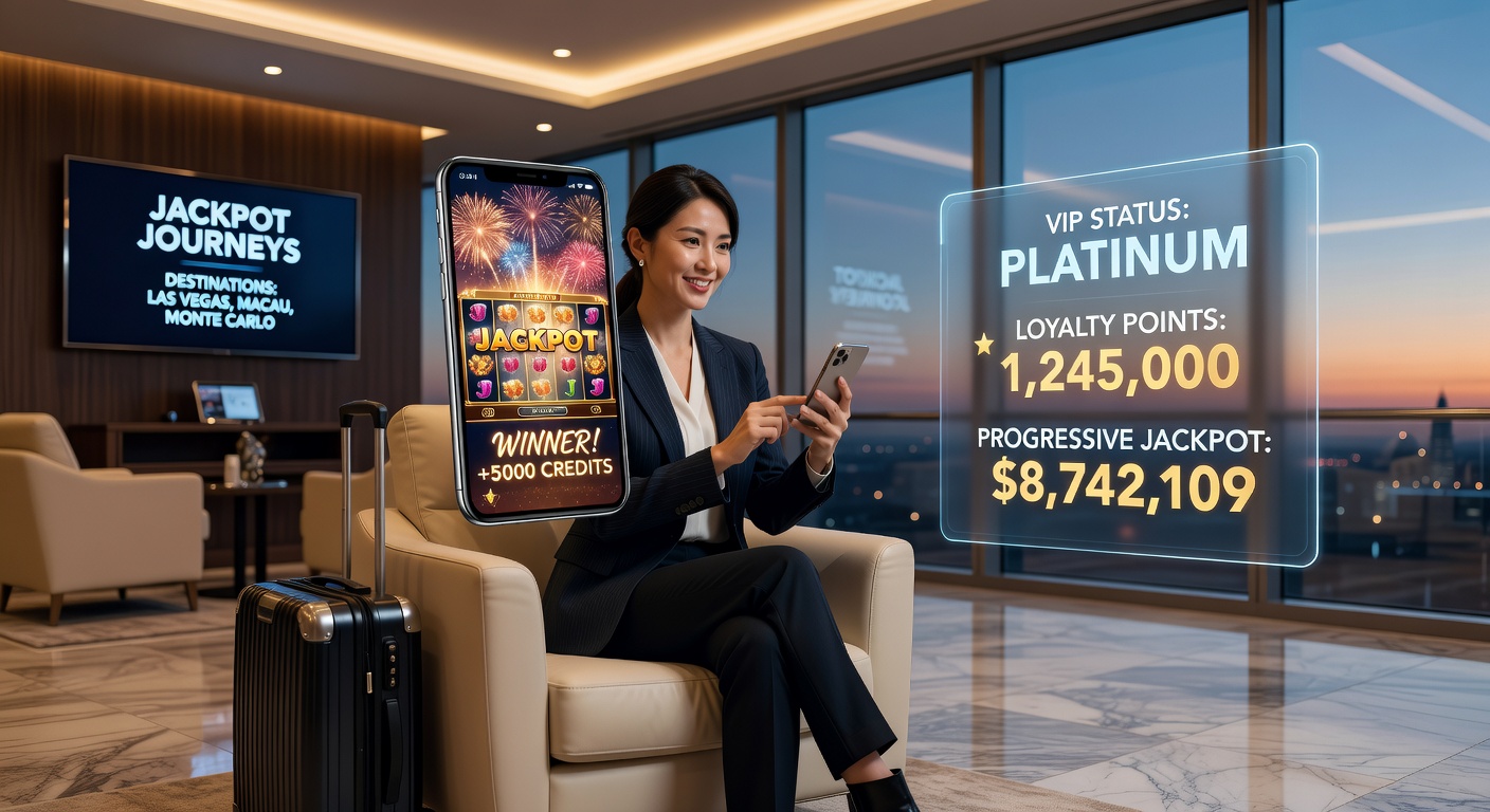 Smartphone mit leuchtendem Progressiv-Jackpot auf Live-Casino-Tisch, umgeben von VIP-Symbolen und steigenden Gewinnzahlen